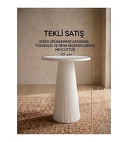 Beyaz Tekli Mantar Sehpa Yükseklik 58 cm