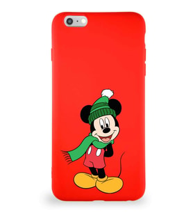 Apple iPhone 6 Plus Soft Premier Kapak Mickey Mouse-G Tasarımlı Silikon Kılıf - Kırmızı (Şeffaf)