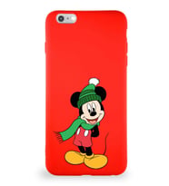 Apple iPhone 6 Plus Soft Premier Kapak Mickey Mouse-G Tasarımlı Silikon Kılıf - Kırmızı (Şeffaf)