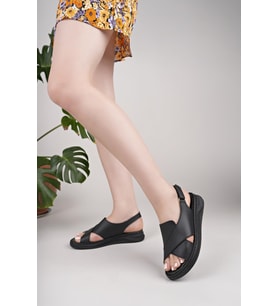 Nesil Shoes Bell 25164 Siyah Anatomik Kadın Sandalet