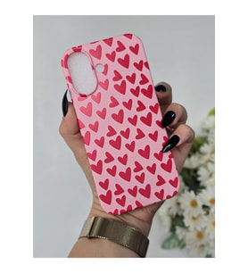 Iphone 16 Uyumlu İçi Kadife Lansman Kalp Baskılı Kılıf