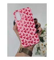 Iphone 16 Uyumlu İçi Kadife Lansman Kalp Baskılı Kılıf