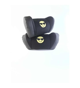 EMOJİ GÖZLÜKLÜ SİYAH OTO İKİLİ BOYUN YASTIĞI (Standart)