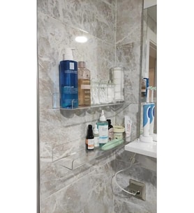 Pleksi Mutfak Banyo Düzenleyici Raf, 40 cm x 10 cm, 2'li Set ve 4 Adet Pin Askı