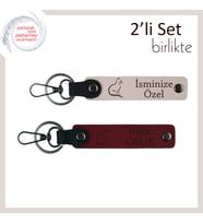 Kediyle Yaşamayı Sevenlere, Tatlı Tasarımlı, Kişisel Yazılı Anahtarlık, Pudra-Bordo