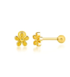 Çiçek Gümüş Piercing (Rose Gold Altın)