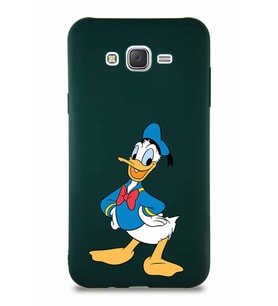 Samsung Galaxy J7 Core Soft Premier Kapak Donald Duck-C Tasarımlı Silikon Kılıf - Yeşil (Şeffaf)