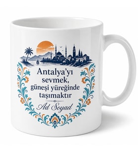 Antalyalı Hemşehriye Özel İsimli Baskılı Kupa Bardak Antalya Hediye