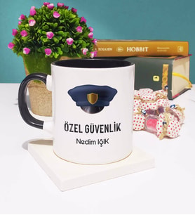 Özel Güvenlik Tasarımlı Kişiye Özel Güvenlik Kupa Bardak Siyah