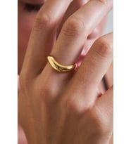 18K Altın Kaplama Dalga Formlu 925 Ayar Gümüş Kadın Yüzük VKY-2111 - Ventino