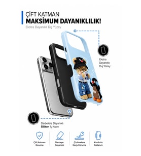 iPhone 15 Tiny Bear Collection Çift Katmanlı Essential Tough Telefon Kılıfı