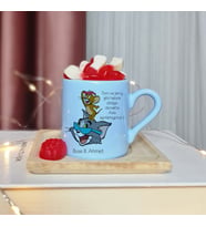Tom & Jerry Tasarımlı Kişiye Özel Mavi Türk Kahvesi Fincan