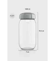 Renga Rhea 1000 ml Bej Kapaklı Cam Kavanoz 131012 (Gri)