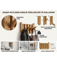 Doğal Ahşap Vestiyer Ahşap Askılık Piano Askılık 4 LÜ