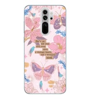 Xiaomi Redmi Note 8 PRO Uyumlu Kelebek ve Çiçek Tasarımlı Şeffaf Telefon Kılıfı