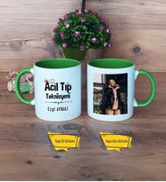 Acil Tıp Teknisyeni Kupa Bardak Yeşil Fotoğraflı Tıp Bayramı Hediyesi