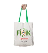 Yeşil Kulplu Kişiye Özel Fizik Öğretmeni Yıkanabilir Omuz Çanta