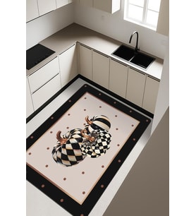 Bal Kabağı Modern Desenli Dijital Baskı Kaymaz Taban Mutfak Halısı H0030 (Çok Renkli)