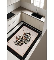 Bal Kabağı Modern Desenli Dijital Baskı Kaymaz Taban Mutfak Halısı H0030 (Çok Renkli)