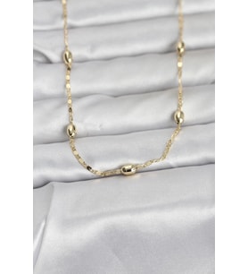 CM 14K Gold Renk Damla Topçuklu Zincir Model 60 cm Kadın Kolye