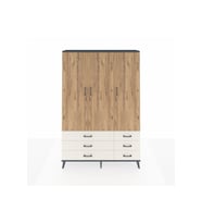 Arges Dolap 5 Raflı 6 Çekmeceli Tek Askılı 132x30x195 Antrasit-Çam/Aytaşı
