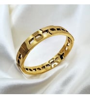 Çelik Simli Gold Tasarım Kelepçe Bileklik