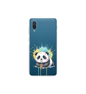 Samsung Galaxy A02 ile Uyumlu Splash Panda Tasarımlı Şeffaf Silikon Kılıf