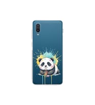 Samsung Galaxy A02 ile Uyumlu Splash Panda Tasarımlı Şeffaf Silikon Kılıf