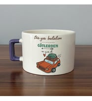 Bir Yer Bulalım Götlerden Uzak Baskılı Mor Kulplu C Fincan