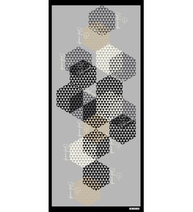 Geometrik Desen Pavia Seri Şal Eşarp Askısı ile Birlikte 90X200 cm Siyah Gri-90X