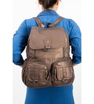 Yıkanmış Deri Sırt Çantası Bronz (Model: 571-11-11E)