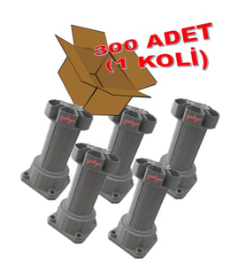 Ayarlanabilir Baza Ayağı 10-15 cm - Tezgah ve Mobilya Ayağı 300 Adet (Gri)