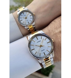Casio CSISTE163 Gold Gümüş Renk Hediye Paketli Sevgili Çift İki Kol Saati