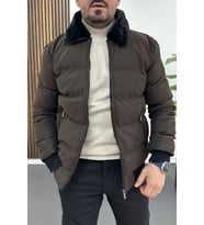 Erkek Slim Fit Soft Deri Mont Kahverengi Edw440
