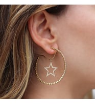Star Halka Zirkon Taşlı Gold Kaplama Gümüş Küpe