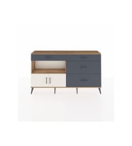 Arges Konsol Tek Raflı 4 Çekmeceli 2 Kapaklı 176x30x99 Çam-Aytaşı/Antrasit