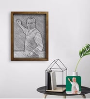 BK Gift Kişiye Özel Erkek Öğretmen Karakalem Tasarımlı Doğal Masif Ahşap Çerçeveli Tablo 45x65cm-1