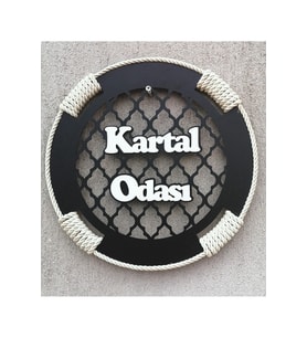 Ahşap Halat Detaylı çocuk odası Kapı Duvar Süsü kartal Odası siyah beyaz