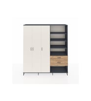 Hyperion Dolap 16 Raflı 2 Çekmeceli 3 Kapaklı 220x44x243 Antrasit-Aytaşı/Çam