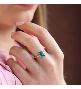 Paraiba Taşlı Half Moon Gümüş Yüzük