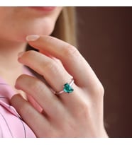 Paraiba Taşlı Half Moon Gümüş Yüzük