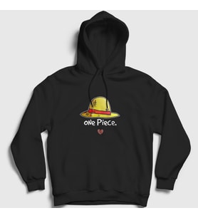 Presmono Unisex Siyah Hat Anime One Piece Kapüşonlu Sweatshirt 135437tt