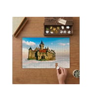 Gökyüzündeki Şato- Masal Evi Tasarımı 240 parça Ahşap Puzzle Ahşap Kutuda MP00127