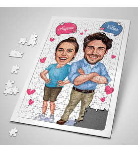 Kişiye Özel 240 Parça Hayata Pozitif Bakan Çiftler Karikatürlü Puzzle