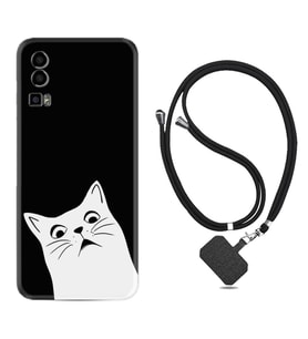 General Mobile Gm 23 Kılıf Resimli Boyun Askılı İpli Desenli Silikon Series Şaşkın Kedi 1900
