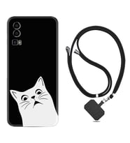 General Mobile Gm 23 Kılıf Resimli Boyun Askılı İpli Desenli Silikon Series Şaşkın Kedi 1900