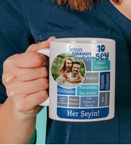 Kişiye Özel Senin Hakkında Sevdiğim 10 Şey Tasarımlı Sevgi Dolu Kupa Bardak