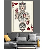 İskelet Poker Kartı Anatomisi Dekoratif Kanvas - Mdf Ahşap Tablo