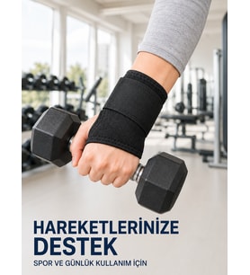 Başparmak Geçişli El Bilek Desteği Ayarlanabilir Cırtlı Bileklik Bandajı Siyah
