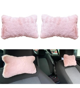 Yumuşak Peluşlu Ortopedik Araba Seyahat Boyun Yastığı 2'li Pudra Pembe